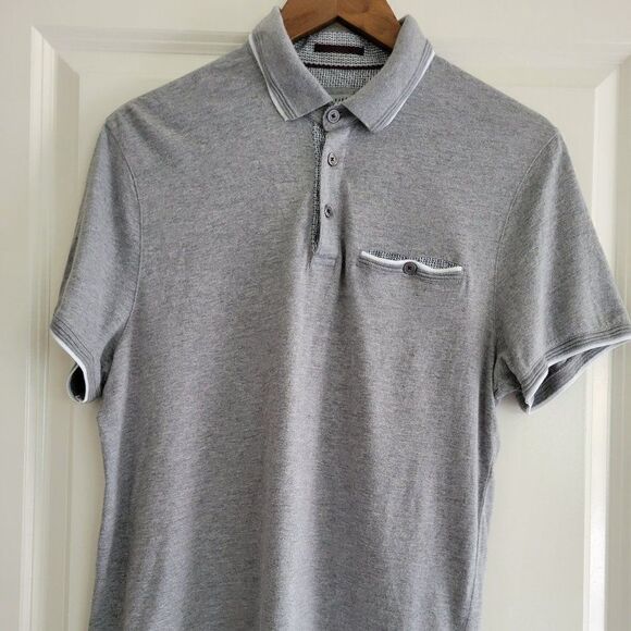 Ted‎ Baker London Men’s Polo Shirt size 4 gray  Casual Cotton Short Sleeve - Picture 1 of 10